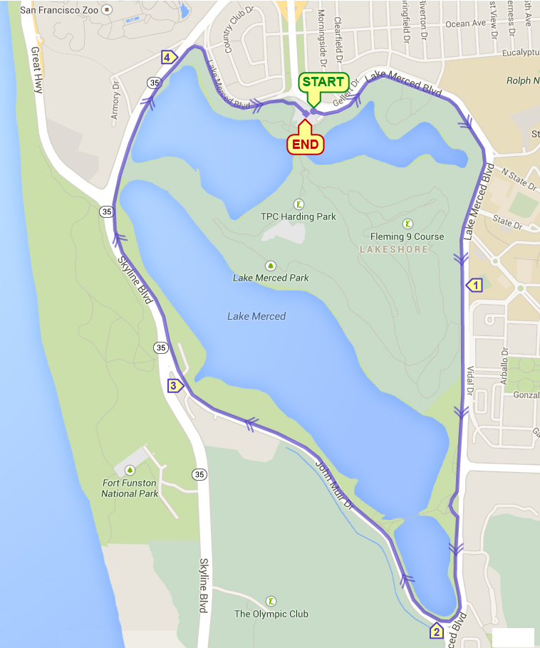 Map Of Lake Merced San Francisco Summer Evening Race Series | Dse Runners