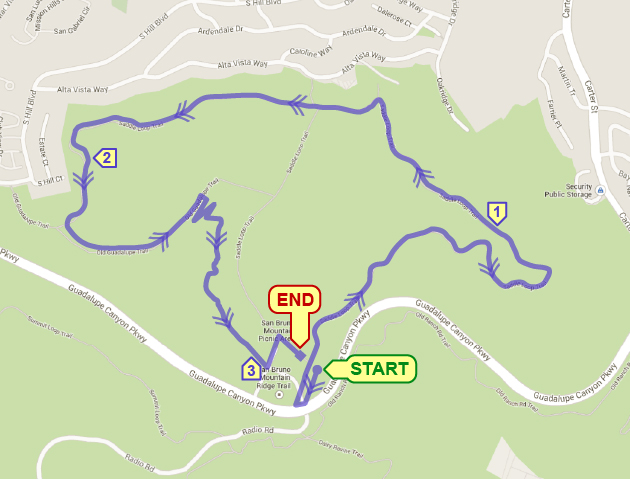 Course Map for San Bruno Mountain 5K